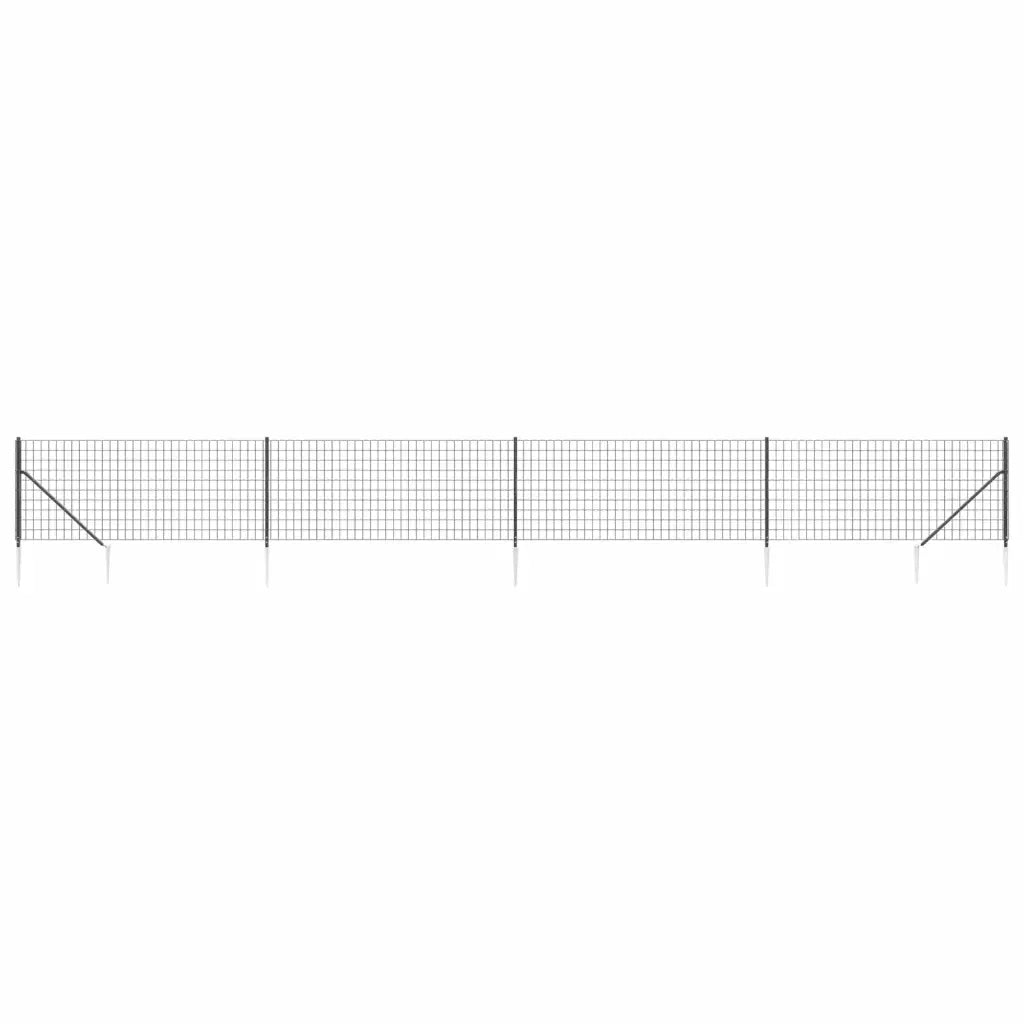 Recinzione Metallica con Picchetti Ancoraggio Antracite 0,8x10m 154256