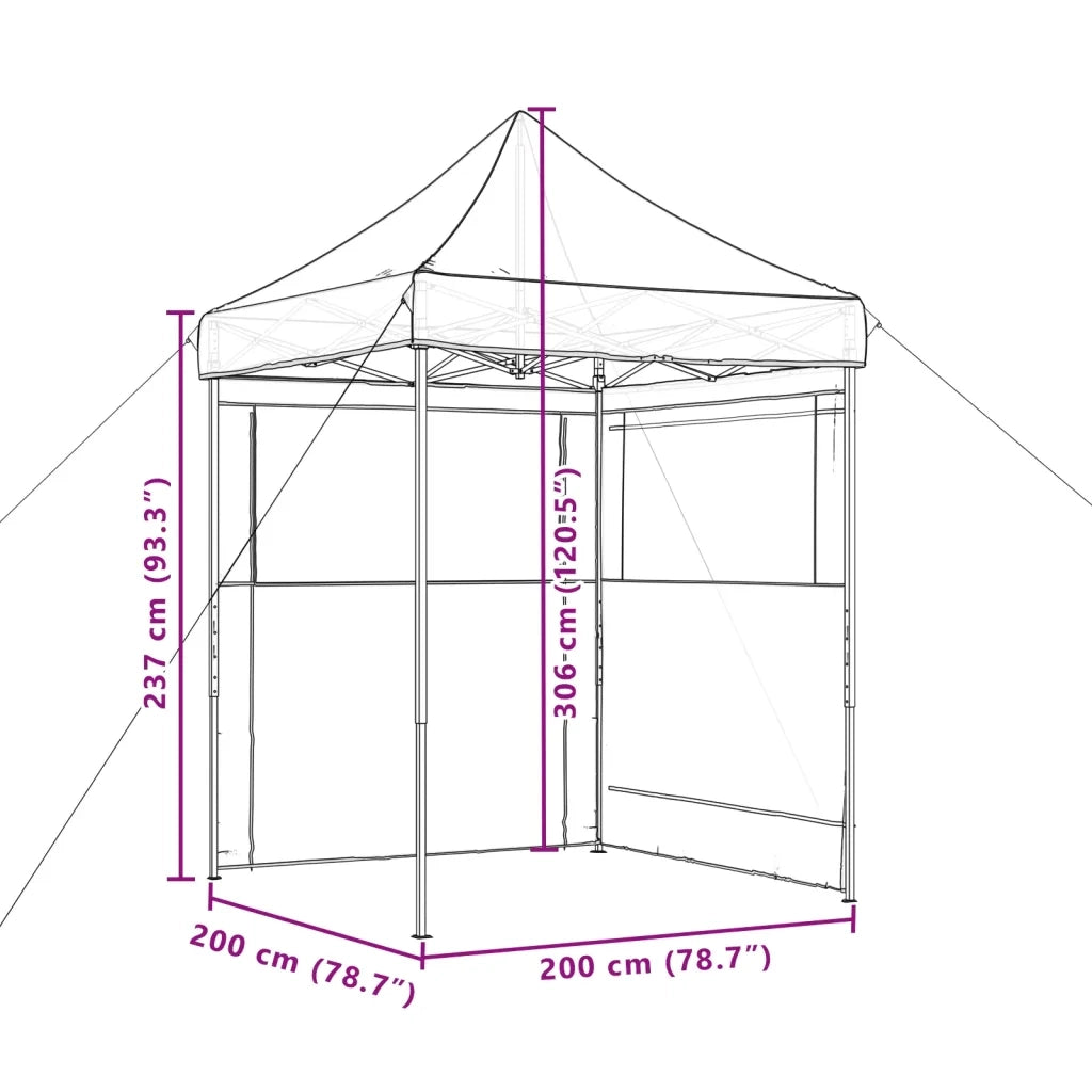 Tendone per Feste Pieghevole Pop-Up con 2 Pareti Arancione 4004993