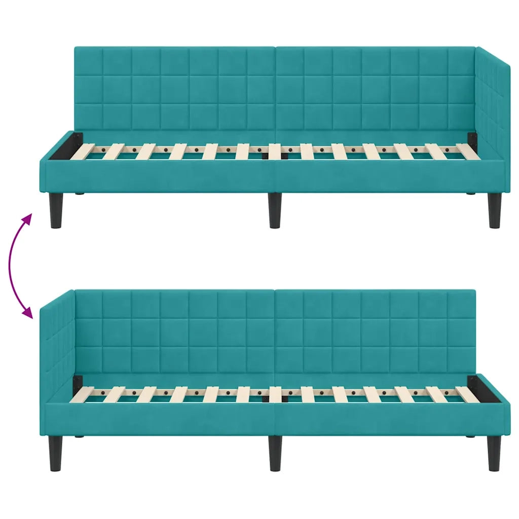 Cornice del letto ad angolo Turchese 80 cm x 200 cm Velluto 42016416