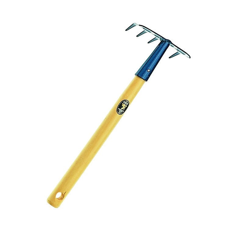 Rastrellino 4 denti con manico in legno 30 cm