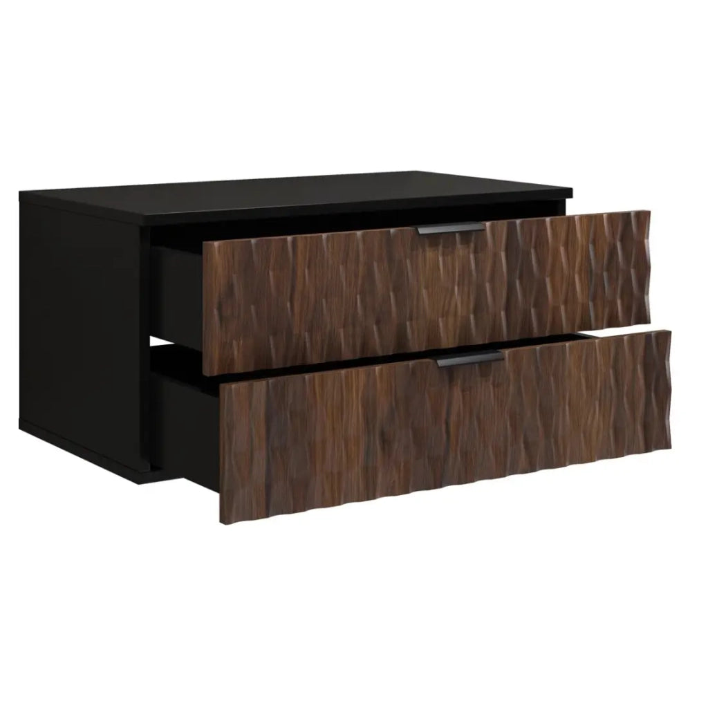 Set di 3 mobili da bagno KING – Rovere scuro e nero - 60 cm