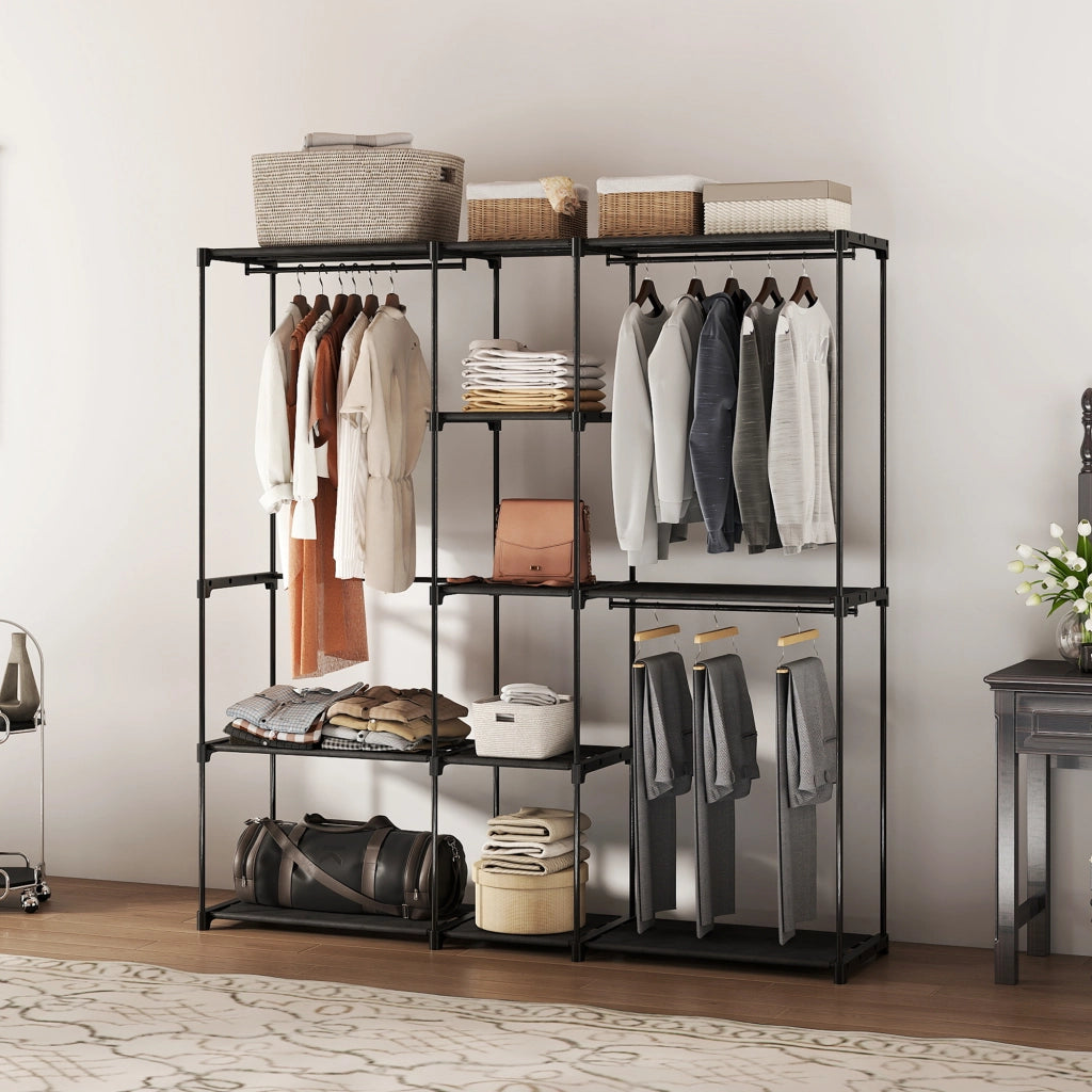 Armadio con Ripiani e Appendiabiti ¨C Minimal ¨C Nero 182x43x185 cm
