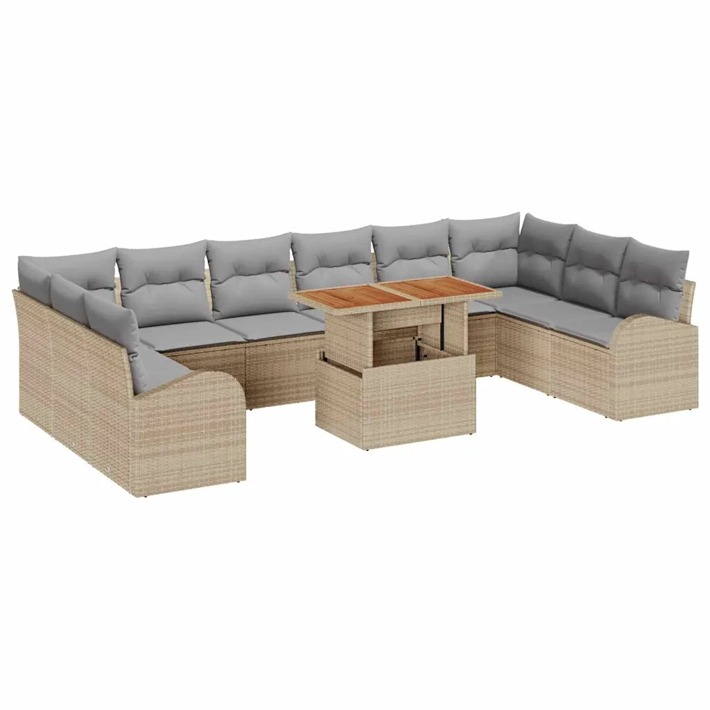 Set Divano da Giardino 11 pcs Beige Poly Rattan 3358373