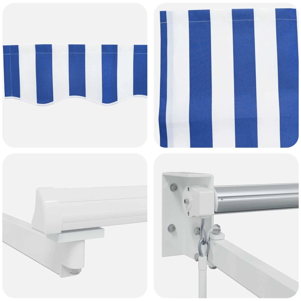 Tenda retrattile manuale con LED Blu e Bianco 4 × 3 m 3419284