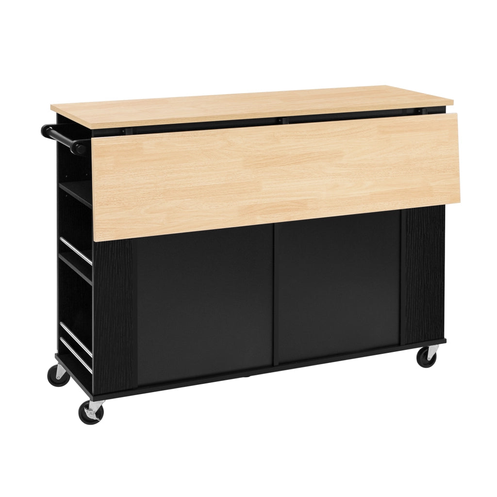 Tavolo da Pranzo Allungabile con Ruote ¨C MINIMAL ¨C Nero, con Portarifiuti e Portasalviette