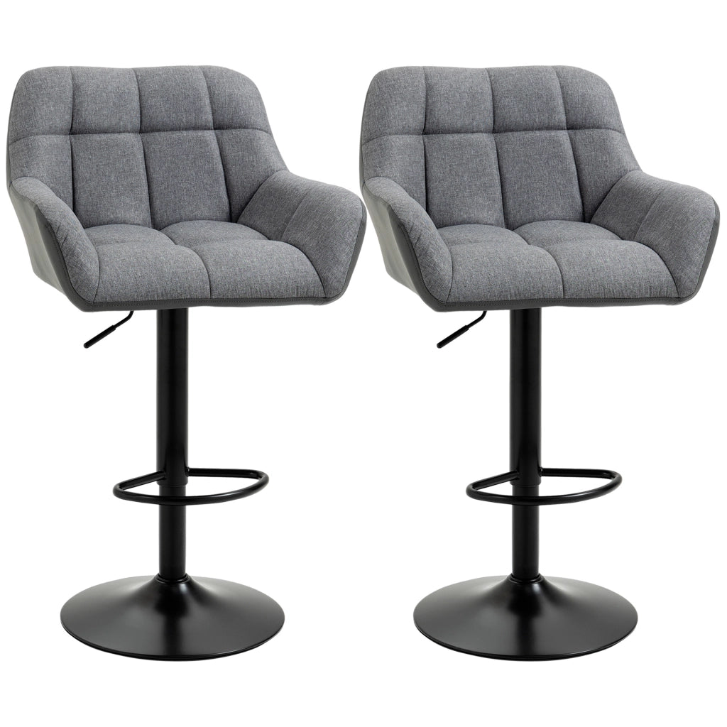 Sgabelli da Bar Set 2 Pezzi Retr¨° Altezza Regolabile Similpelle Grigio e Nero ¨C zephmum