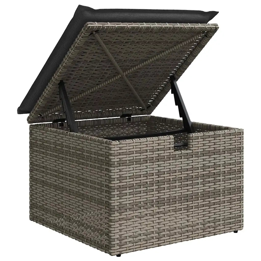 Set di divani con cuscino con archiviazione Grigio polyrattan 3359108