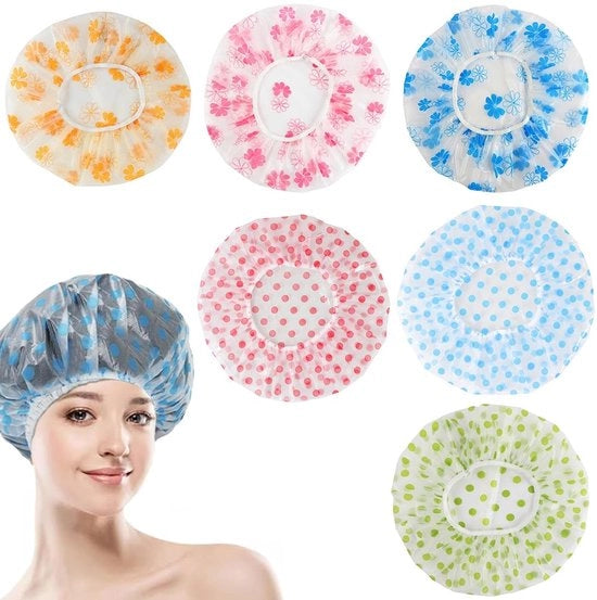 Set di pomelli per doccia in plastica elastica - 6 pezzi - impermeabili - riutilizzabili - per donne - 28 cm - per douchette