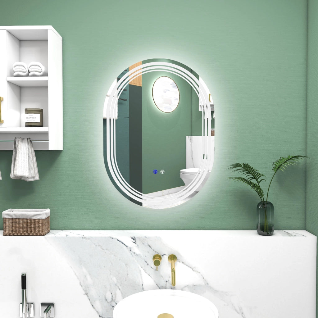 Specchio da Bagno con Luce LED ¨C Minimal ¨C Bianco 70x50 cm