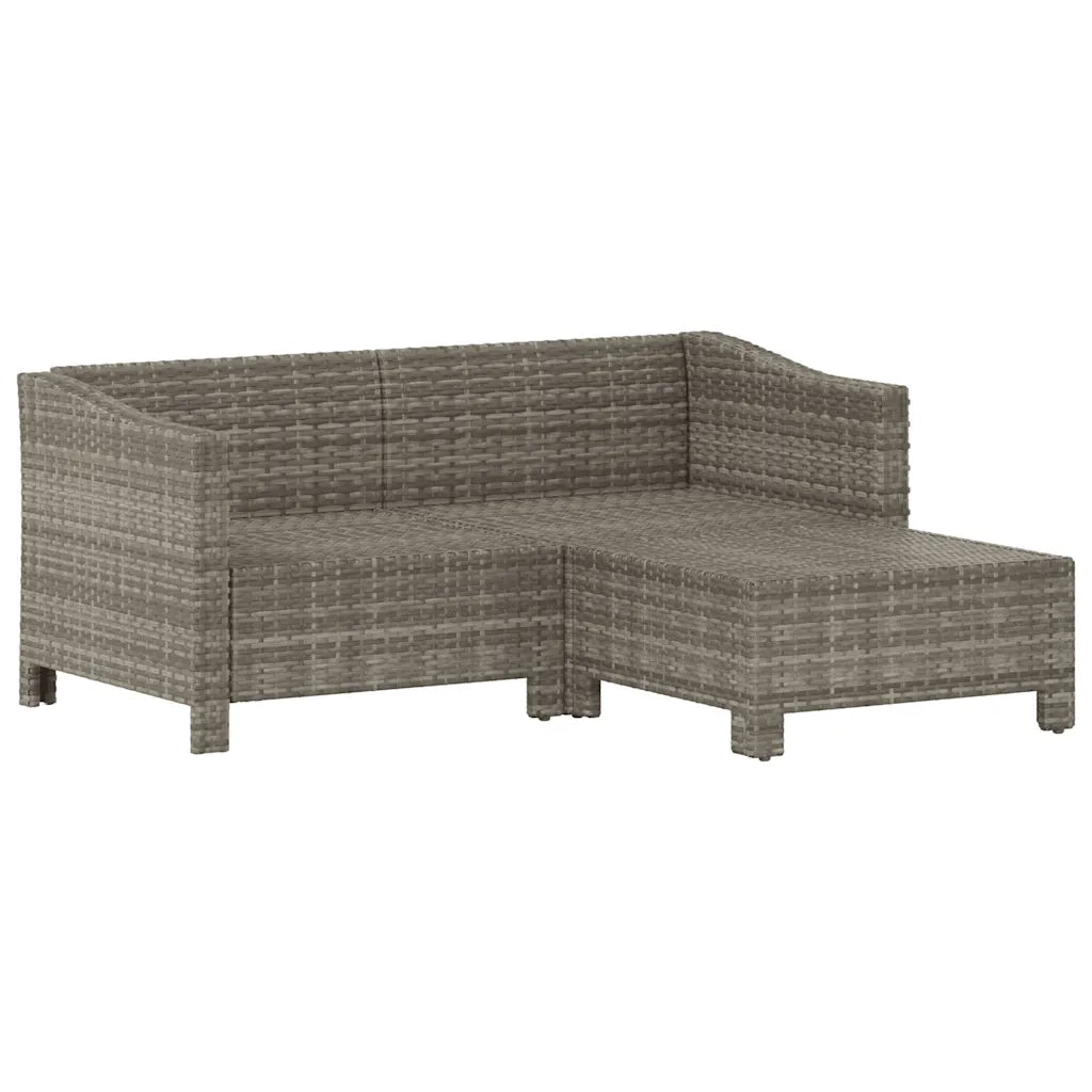 Set Divani da Giardino 3 pz con Cuscini in Polyrattan Grigio 362685