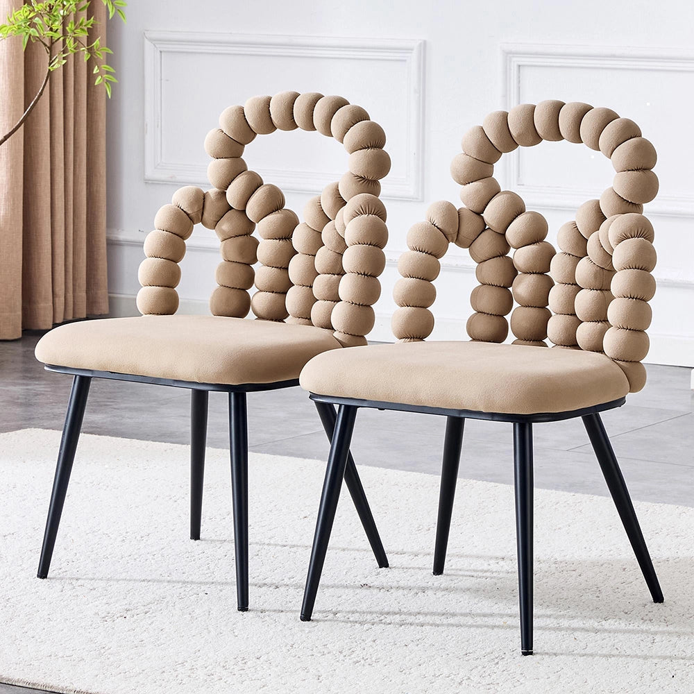 Set 2 sedie da pranzo - Xylo - velluto camel gambe nere