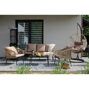 Set da giardino 4 posti STRAPA beige con corda intrecciata e tavolino basso