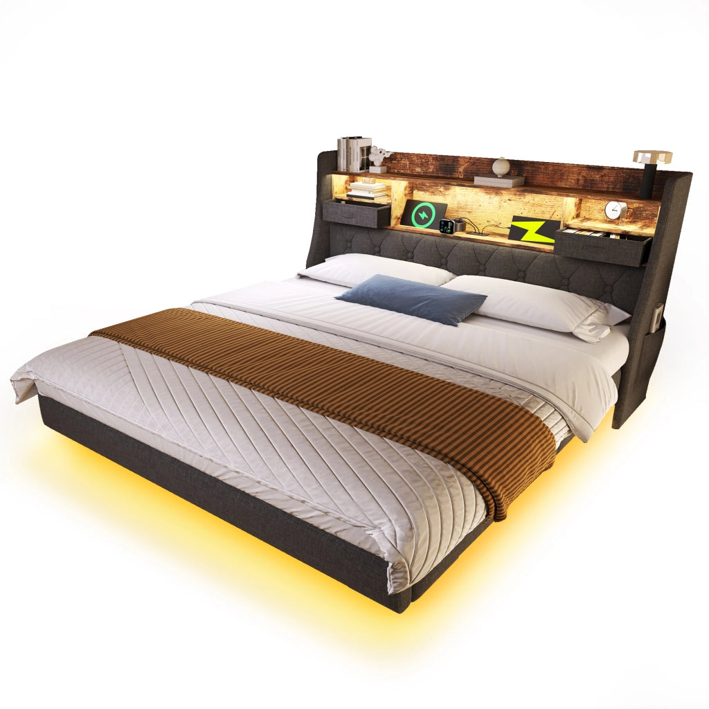 letto imbottito lino grigio 160 x 200 cm