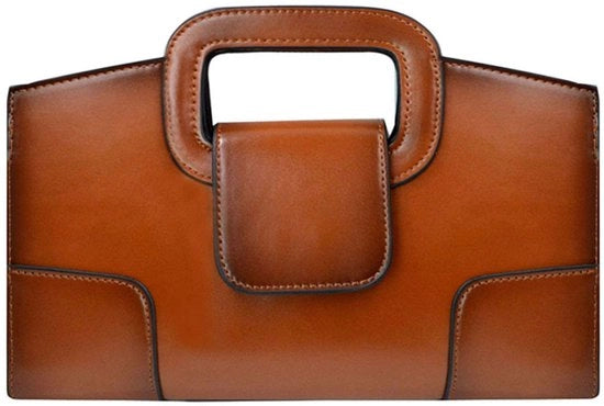 Borsa da sera in pelle con cinturino a catena