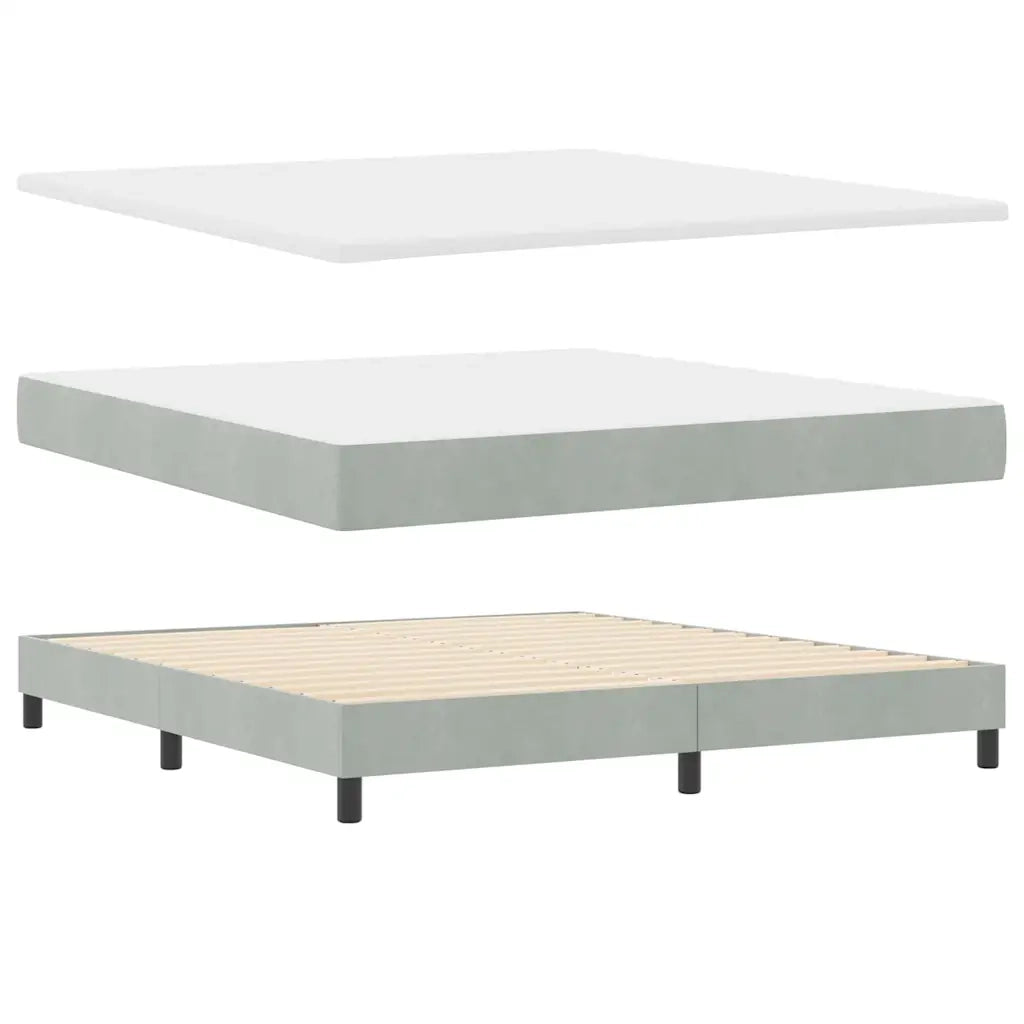 Letto a Sorgente LED con led Grigio chiaro 180 x 200 cm Velluto