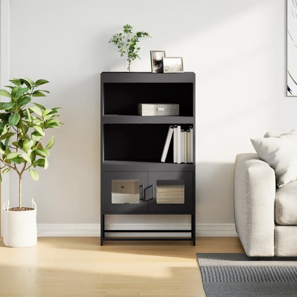 Credenza Nera 68x39x123 cm in Acciaio 853368