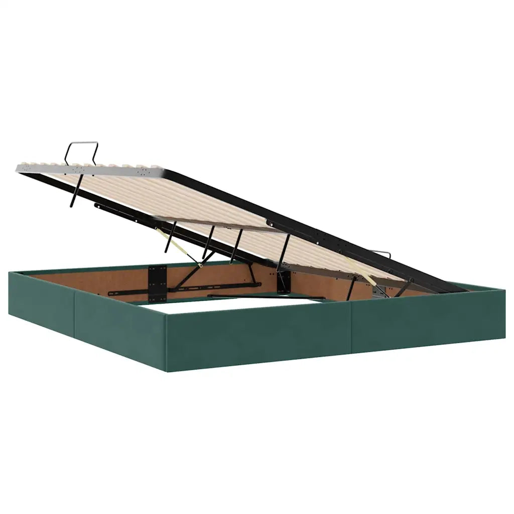 Letto con contenitore e LED Verde Scuro 160 x 200 cm Velluto