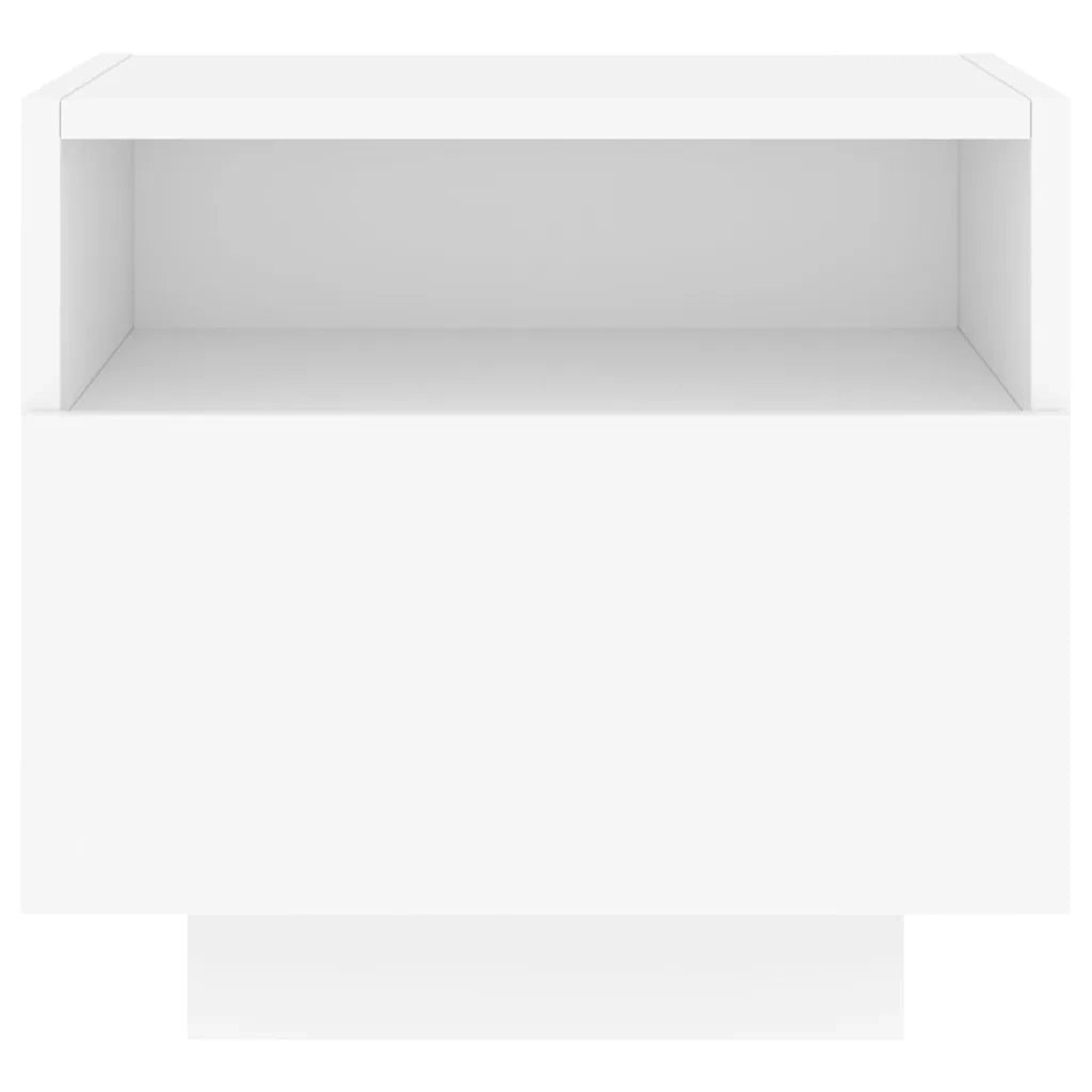 Set di 2 Comodini | Armadio da Notte | Mobiletto da notte con Luci LED Bianchi 40x39x37 cm