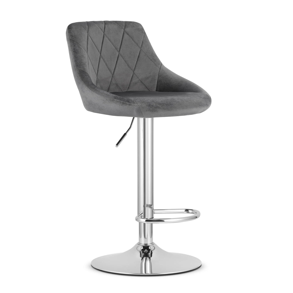 Sgabello girevole VALORA DAKA - Grigio velluto con base cromata x 2