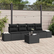 Set Divano da Giardino con cuscino 5 pcs Nero polyrattan 3355602