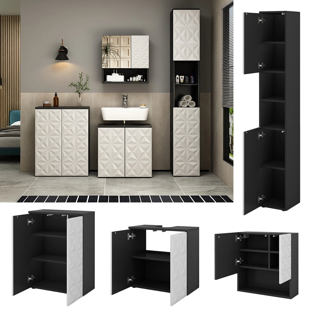 Vicco Set di mobili da bagno Nero 4 parti