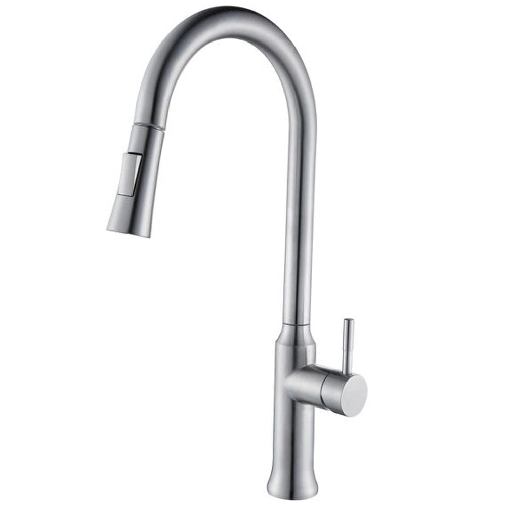 Trade Shop - Rubinetto Monocomando Lavello Cucina Con Doccetta Estraibile A Canna Alta Lunga -