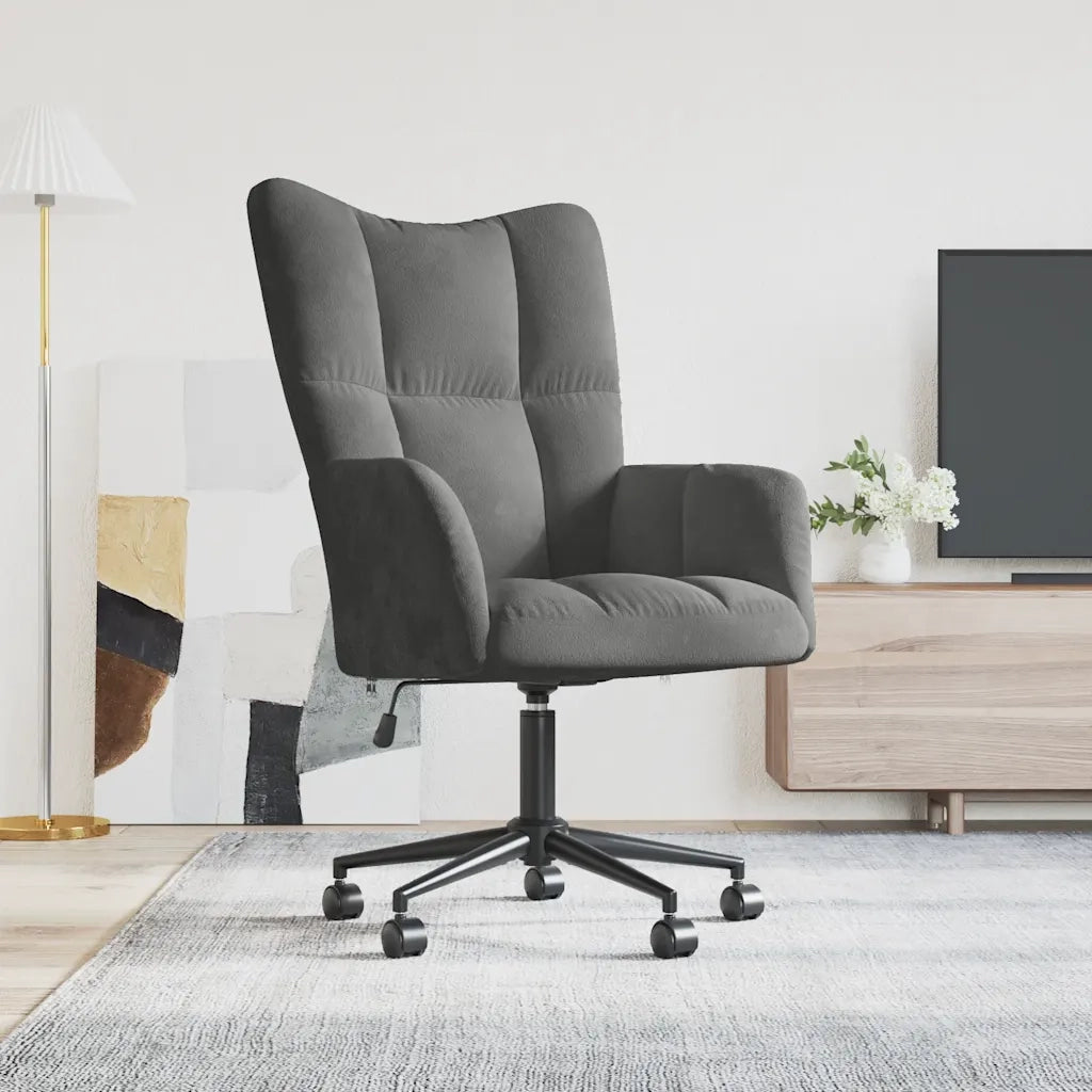 Poltrona | Sedia Relax Grigio Scuro in Velluto