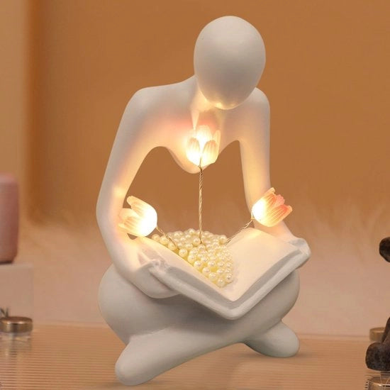 Lampada LED a forma di tulipani - decorazione per libreria - soggiorno - alimentata a batteria - progettata artisticamente - a forma di tulipani