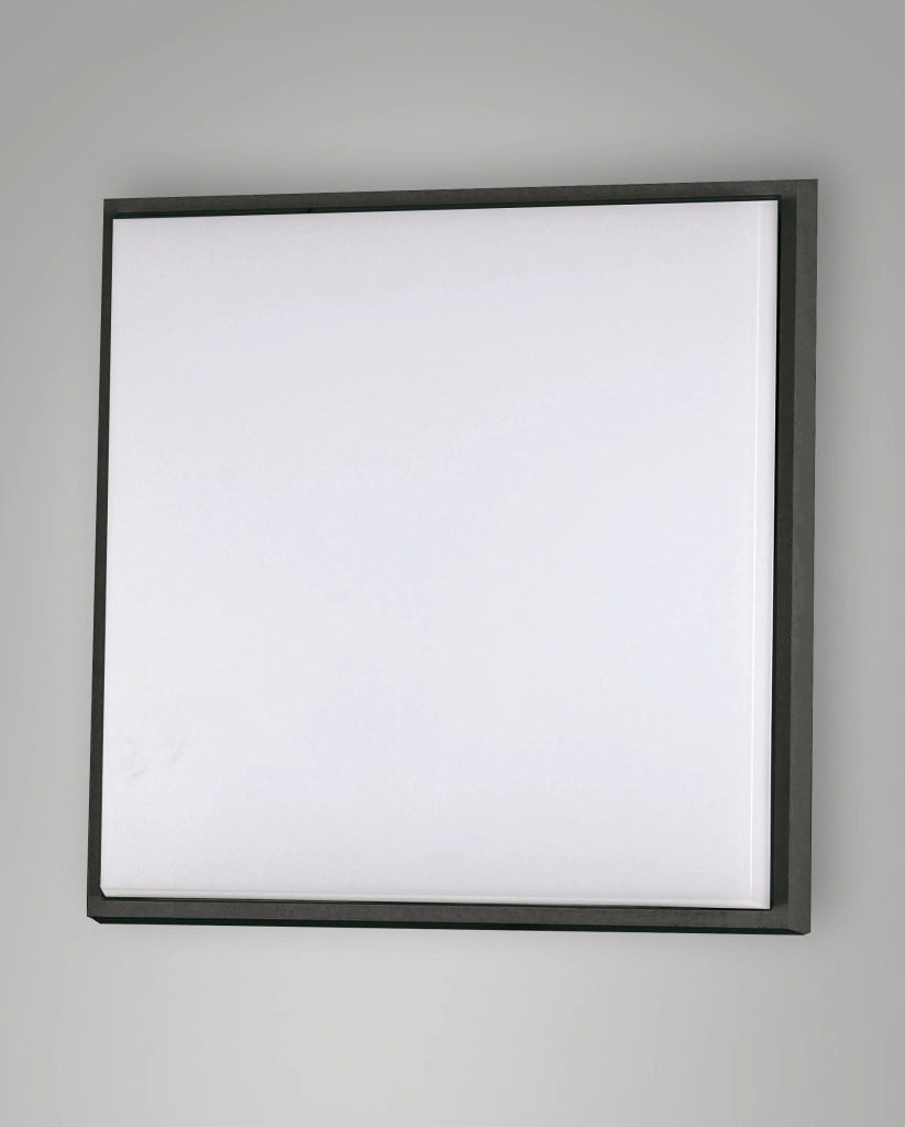 Desdy Plafoniera LED Quadrata 30W 3000K IP54 Struttura in Alluminio e Policarbonato Nero 300x300x50mm Codice Prodotto 3314-65-101