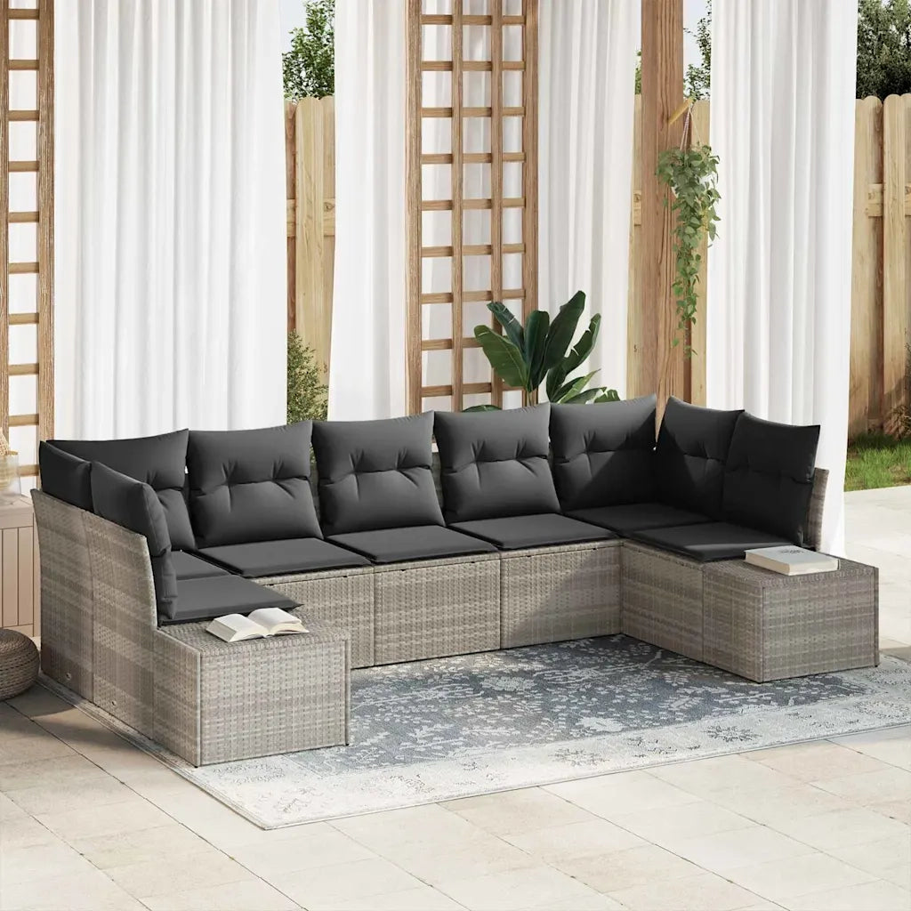 Set Divano da Giardino 7 pcs Grigio chiaro Poly Rattan 3355881