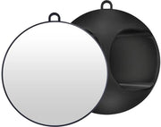 Specchio da barba professionale con manico - maniglia - specchio circolare - portatile - 28 cm - nero