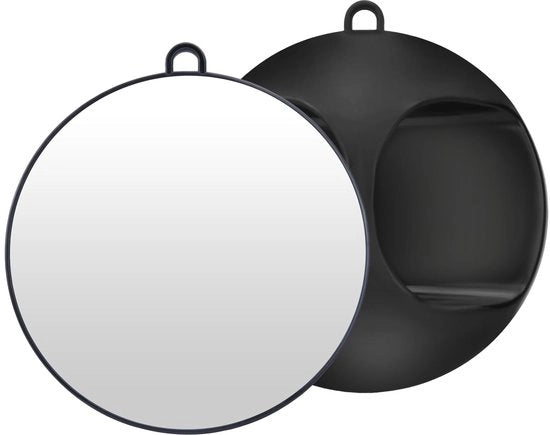 Specchio da barba professionale con manico - maniglia - specchio circolare - portatile - 28 cm - nero