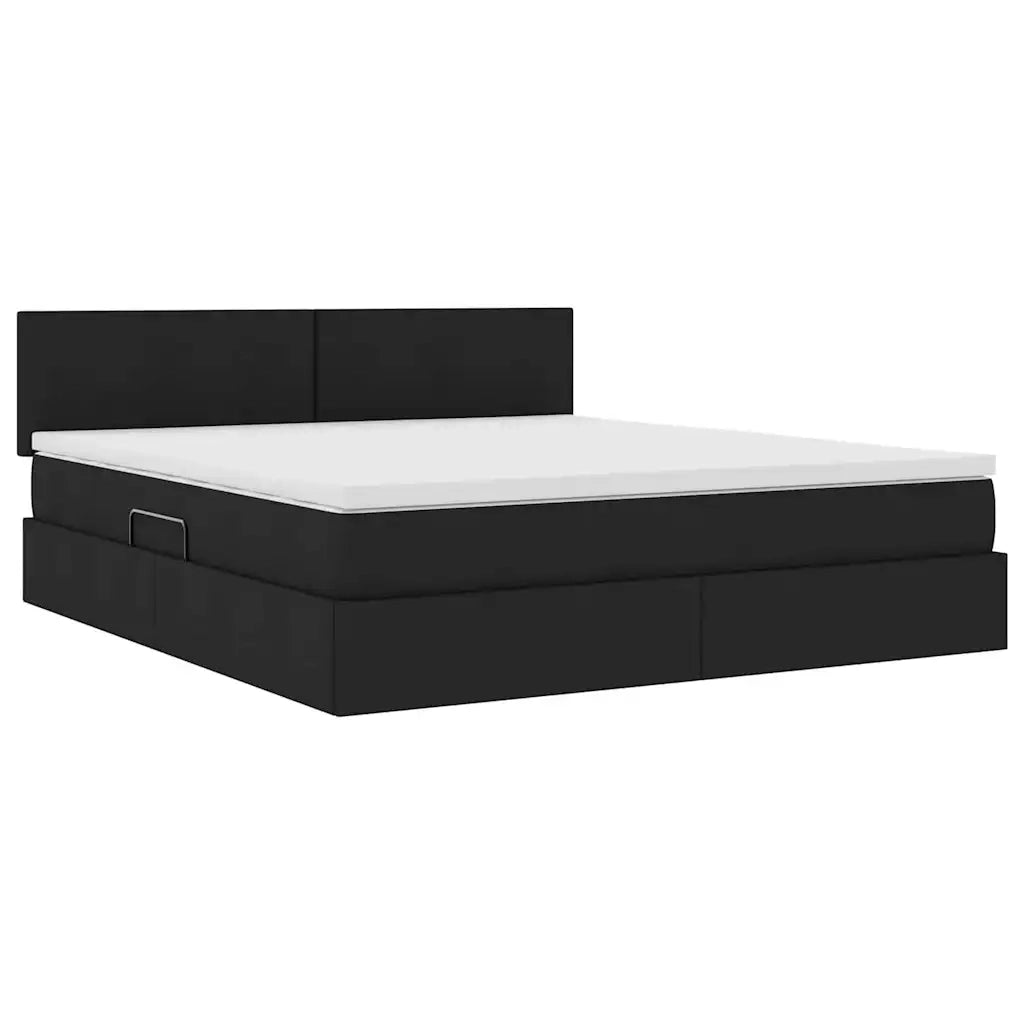Letto con contenitore e LED con led Nero 180 x 200 cm Tessuto