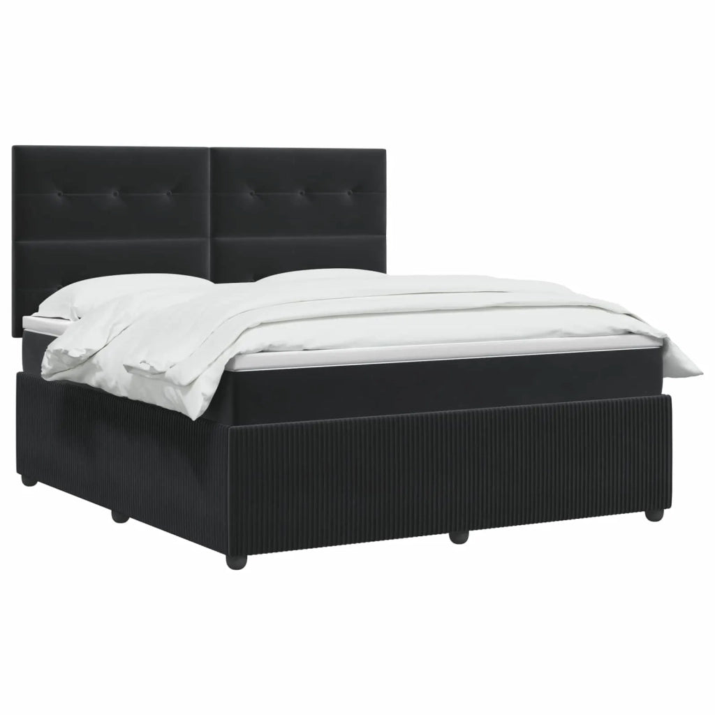 Letto box spring con materasso Nero 140 x 190 cm Velluto 3454603
