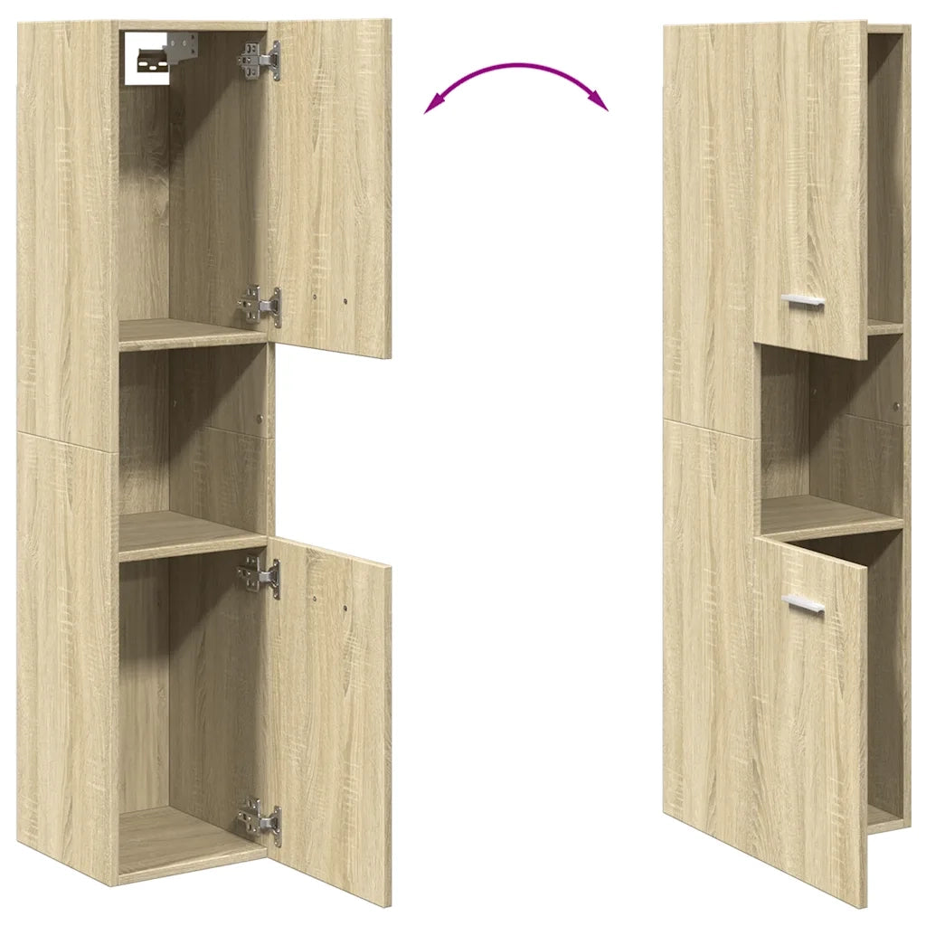 Mobile da Bagno Rovere Sonoma 30x30x130 cm in Legno Multistrato 849635