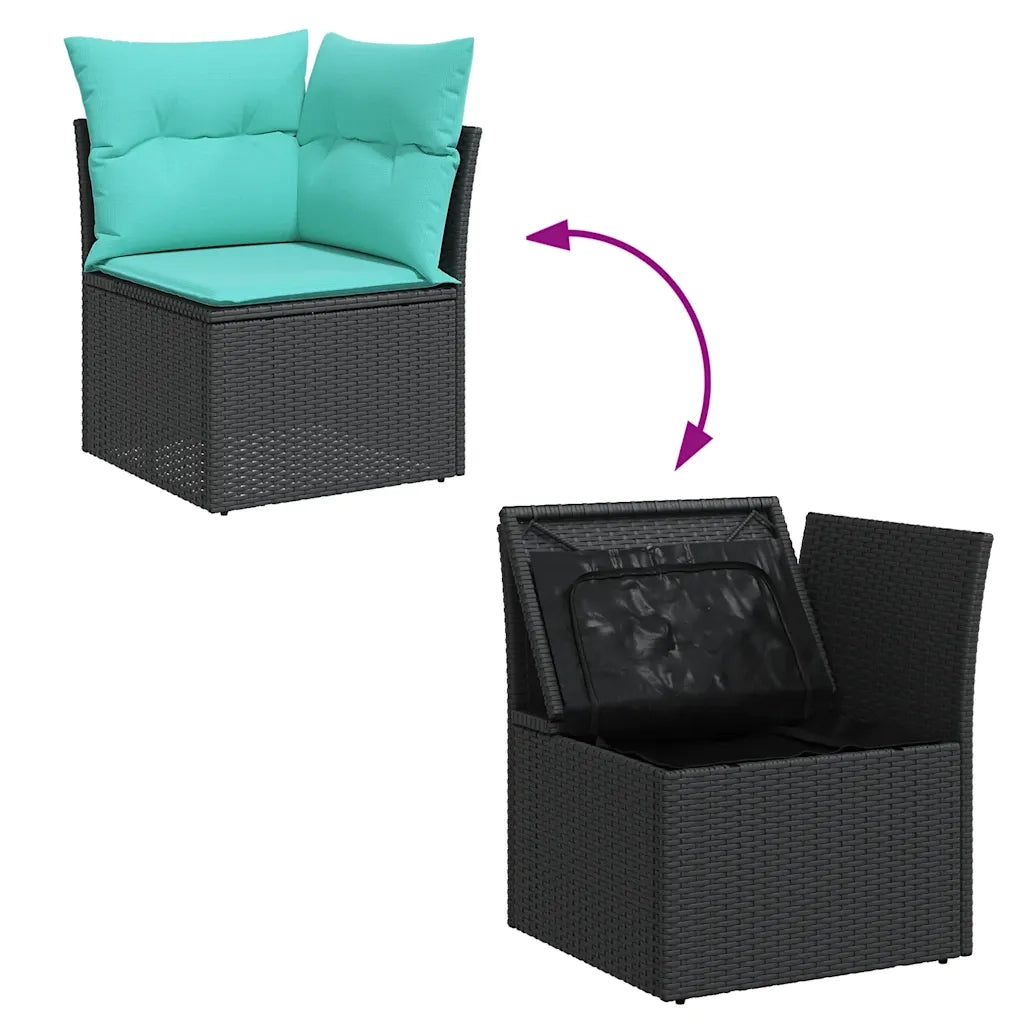 Set Divani da Giardino con Cuscini 7pz Nero Polyrattan 3325293
