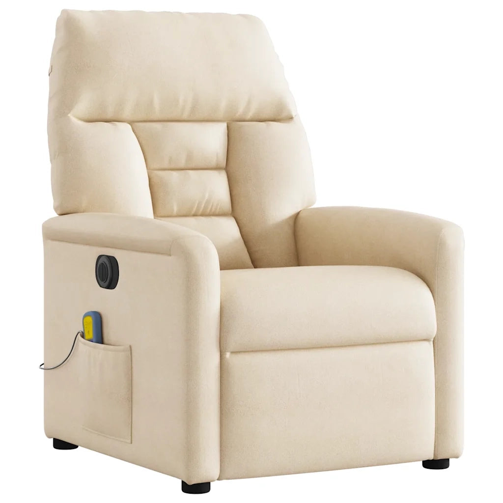 Poltrona Reclinabile Massaggiante Elettrica Beige Microfibra 3303085