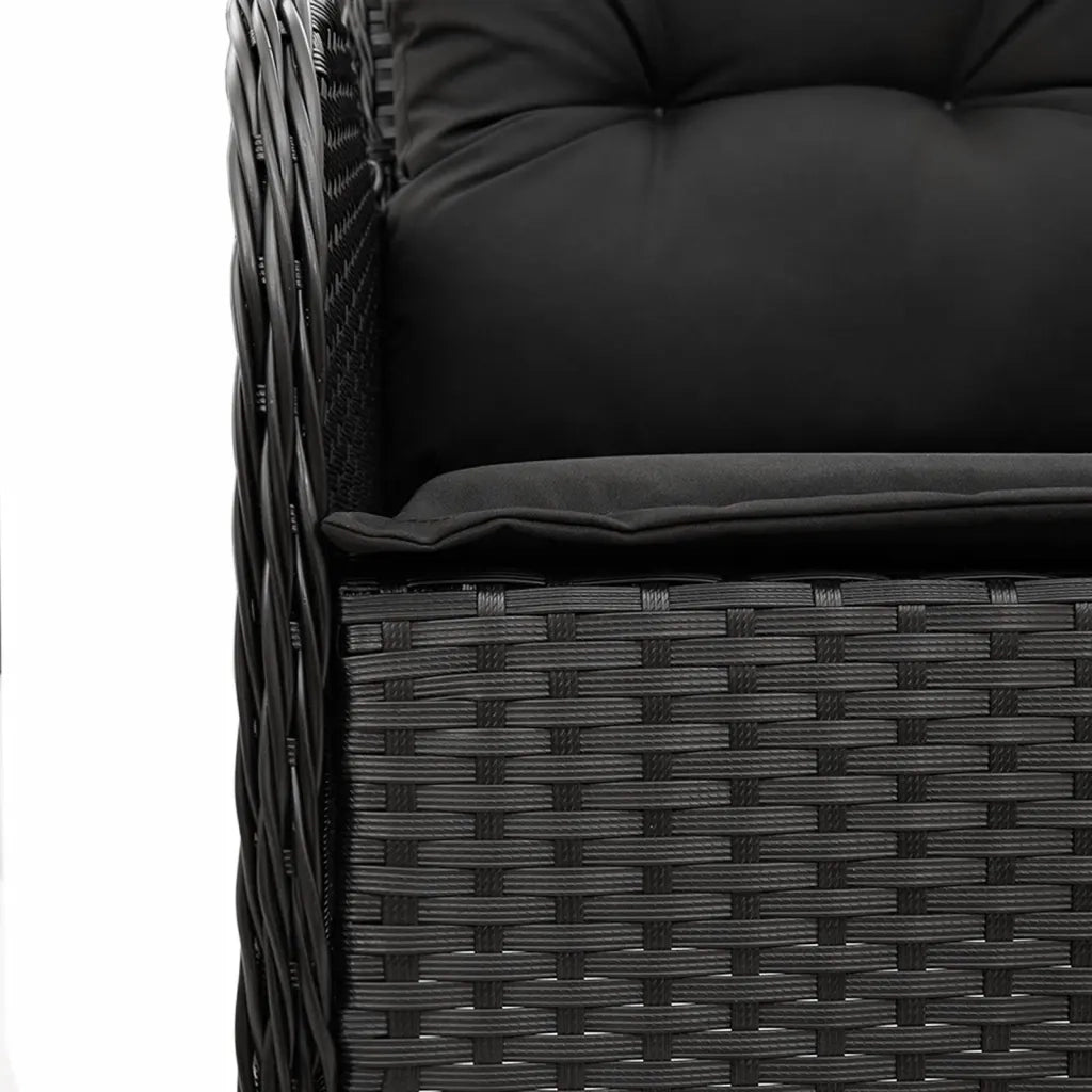 Set da Pranzo da Giardino 9 pz con Cuscini Nero in Polyrattan 3211871