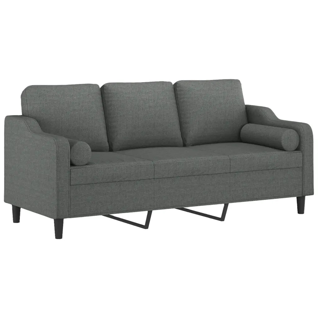 Divano a 3 Posti con Cuscini-Sofa 3 Posti con Cuscini Grigio Scuro 180 cm in Tessuto 613140