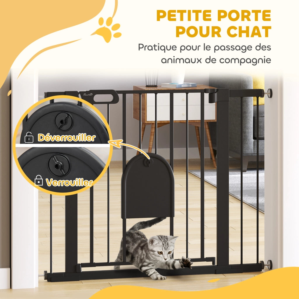 Barriera di sicurezza per animali con porta e chiusura automatica ¨C Zephmum ¨C Nero