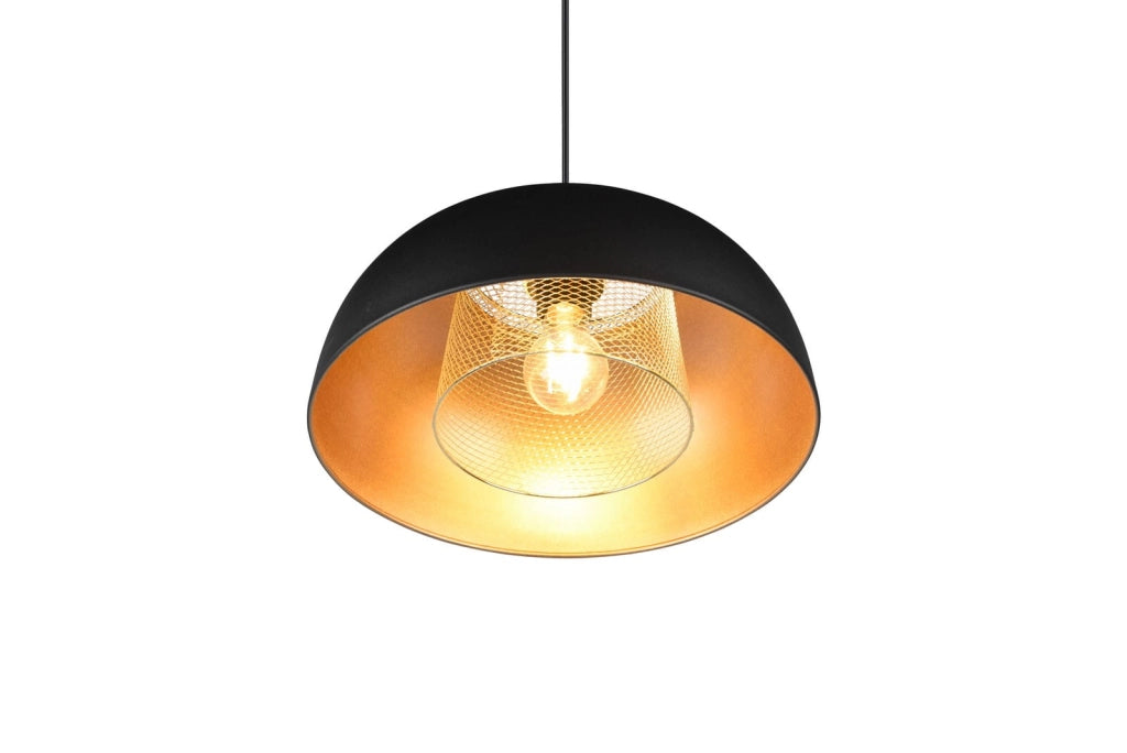 Lampada a sospensione RL Punch nera/oro metallo Ø35 E27