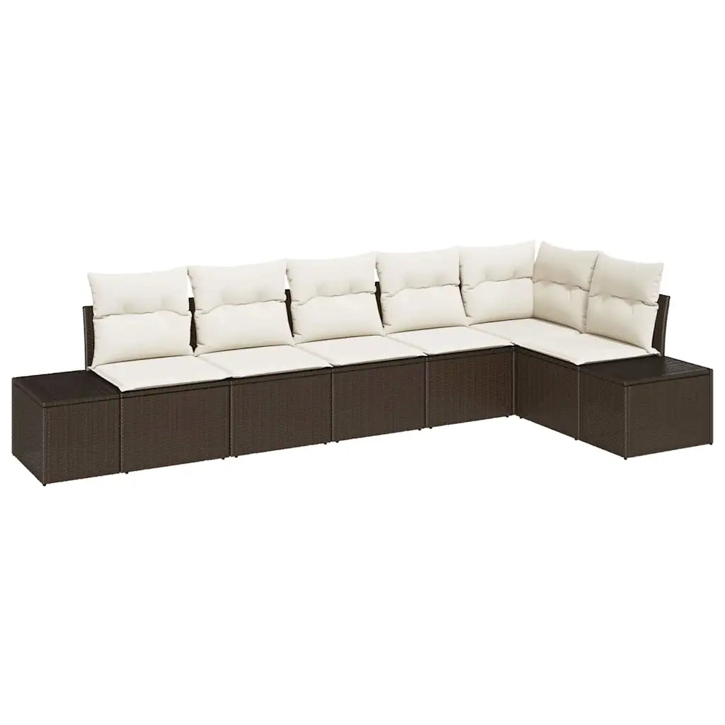 Set Divano da Giardino 6 pcs Marrone e Crema polyrattan 3355747