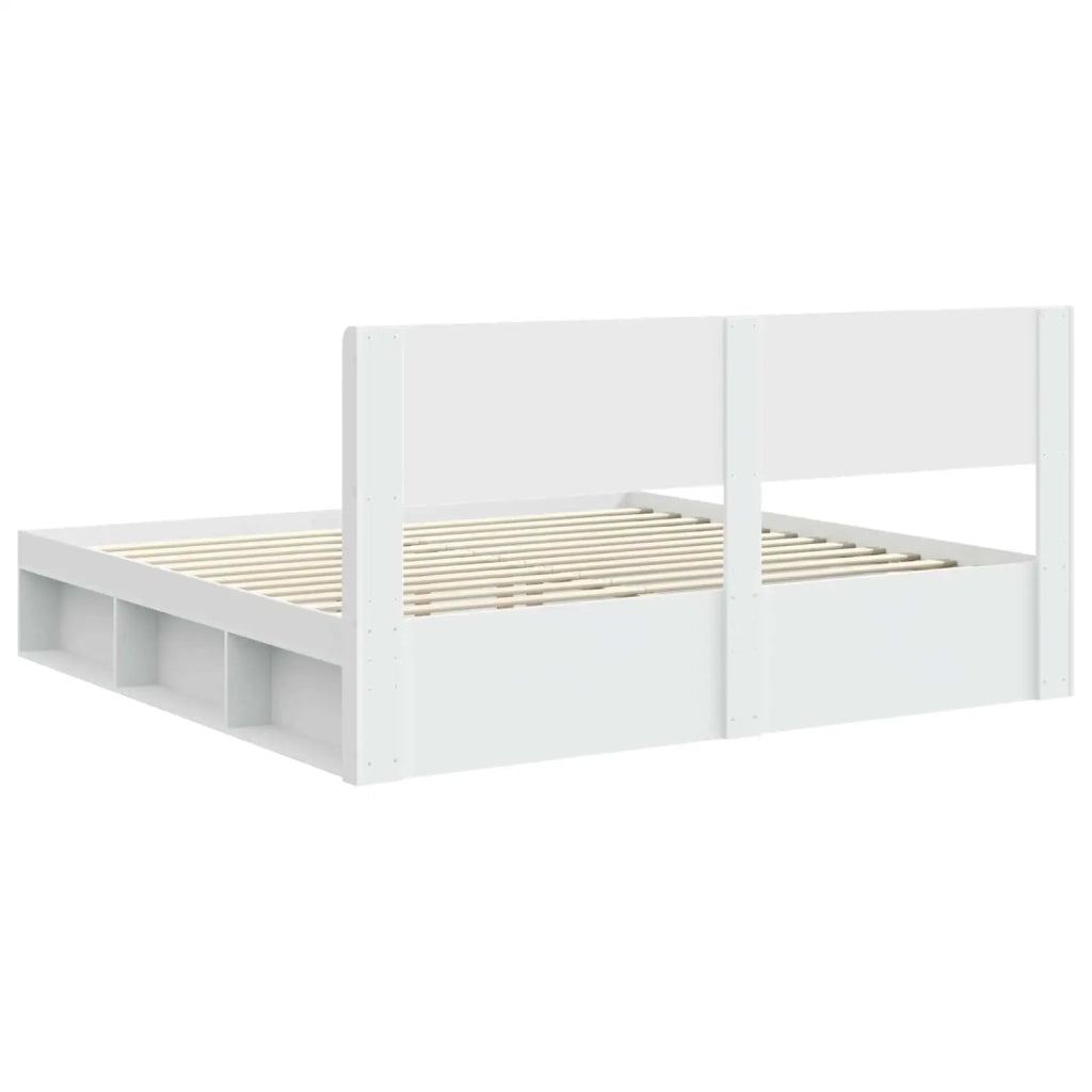 Struttura del letto con stoccaggio e testata Bianco 3414179