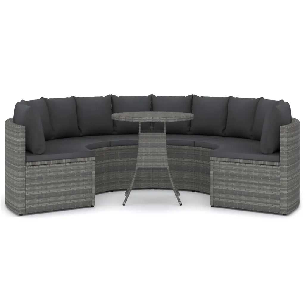 Set Divani da Giardino 7 pz con Cuscini in Polyrattan Grigio