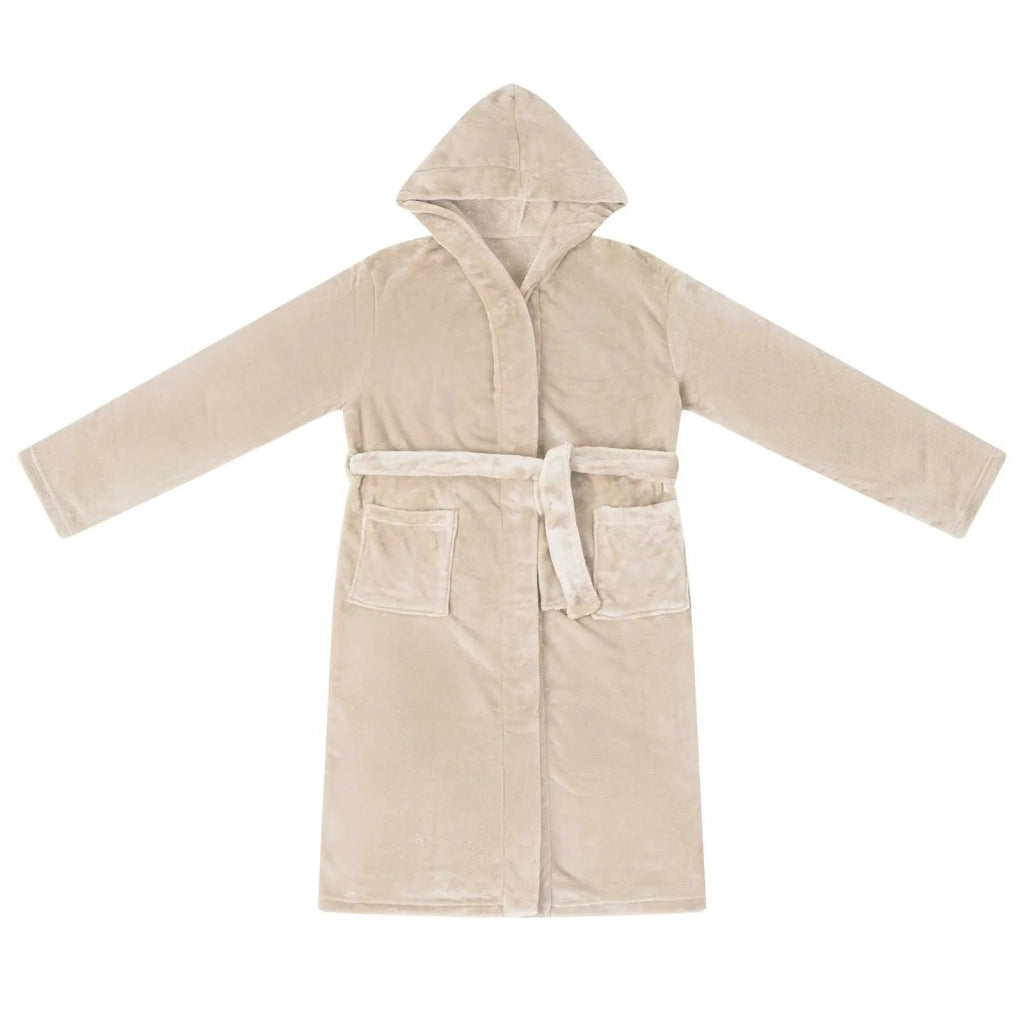 Accappatoio con Cappuccio Beige l Flanella 42017215