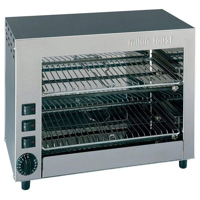 MilanToast 14051 Fornetto Professionale Doppio 6 Posti 6 Pinze Toast Sandwich 2700 W Acciaio Inossidabile