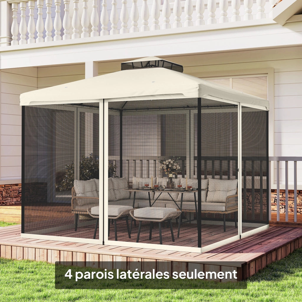 Zanzariera per gazebo 3x3 m ¨C Minimal ¨C 4 pezzi in nylon con cerniere