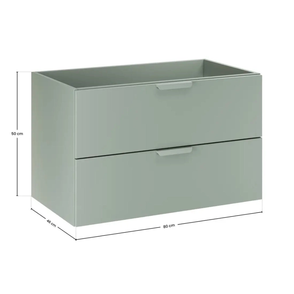 Mobile sottolavabo OSTER 80 cm verde salvia sospeso con 2 cassetti