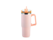 Mug termico rosa in acciaio con cannuccia lt 0.9