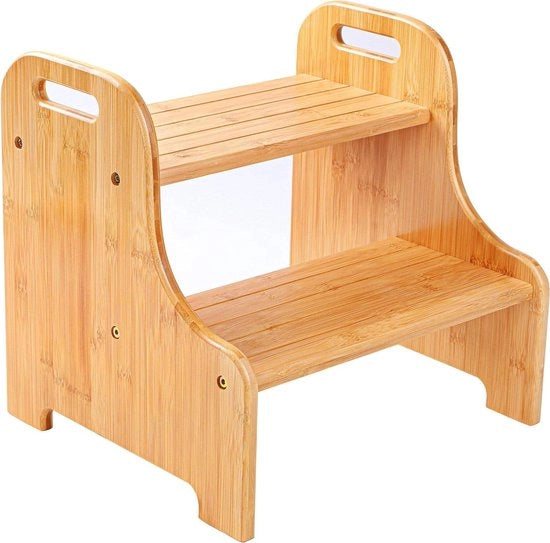 Sedia a 2 passi con piattaforma in bambù e pedana antiscivente - progettata ergonomicamente